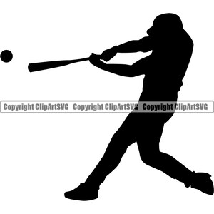 Linkshandige honkbalspeler bal slaan Bat League Home Run Swing School Team spel Sport Art tekstontwerp Logo SVG PNG Vector Clipart knippen