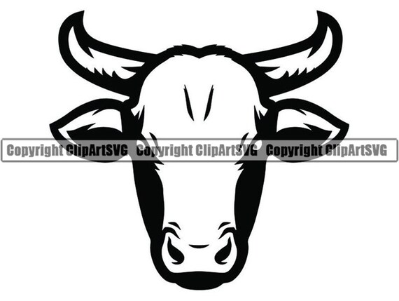 Bull 8 Mascot Cow Steer Farm Beef Cowboy Western Head Face Etsy