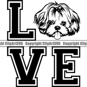 Shih Tzu #32 Love Dog Race K-9 Toy Group Lap Animal Pet Hound Chiot Pedigree Hound Logo. SVG. Fichier PNG vectoriel Clipart Cricut coupe coupe