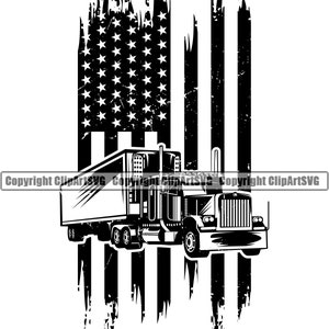 Truck Driver Trucking USA United States America American Flag Delivery Shipping Cargo Design Logo SVG Clipart Vector Cricut Cut Cutting File