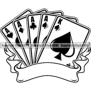 Poker #17 Quattro Assi Carte da gioco Gioco d'azzardo Gamble Casino Scommesse Scommesse Poker Blackjack Giochi Logo. SVG. PNG Clipart Vector Cricut Taglio Taglio