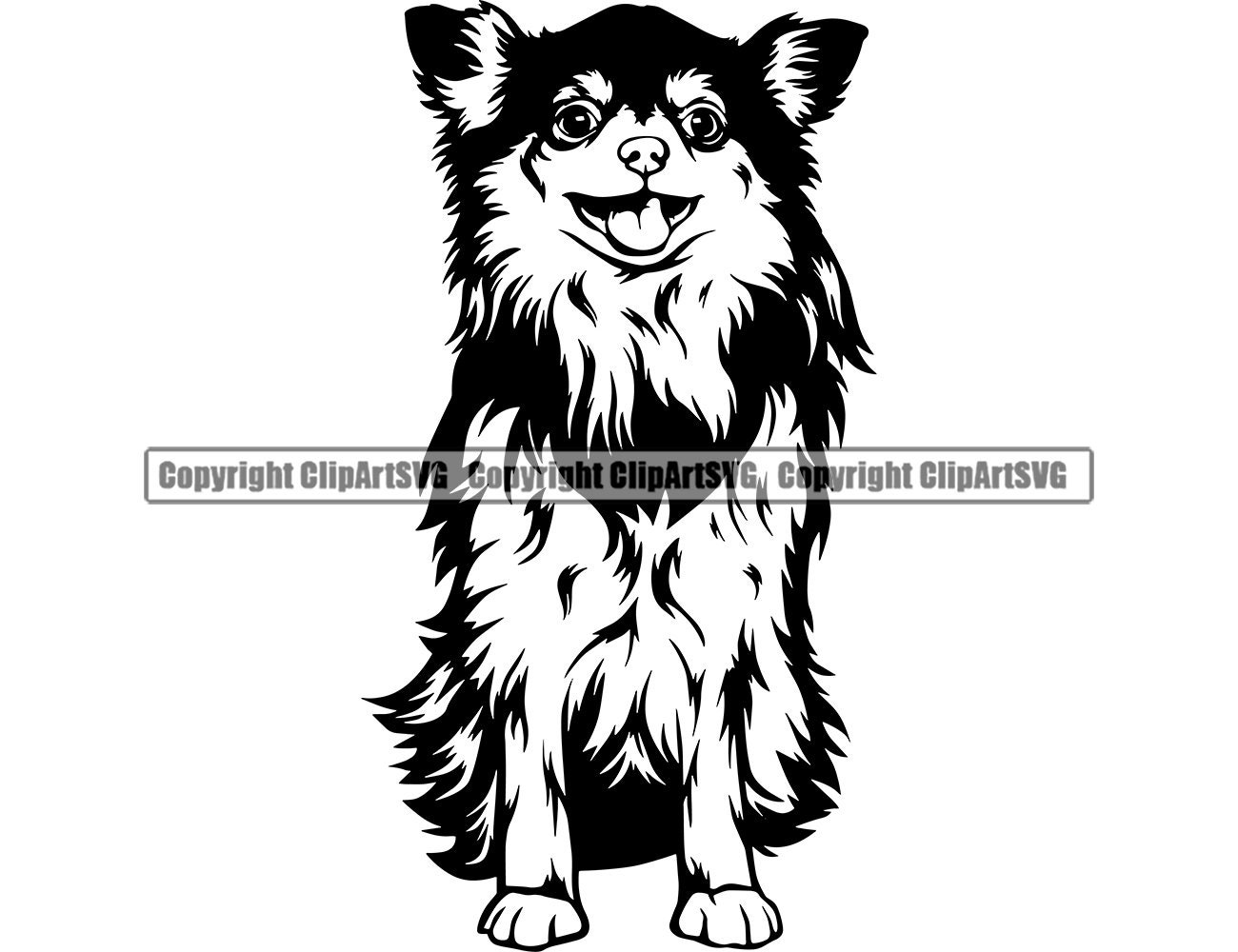 Chihuahua Dog Sit Sitting Breed Smiling Happy Paw Puppy Pup Pet Purebred Pedigree Animal Art Logo SVG PNG Clipart Vector Cricut Cut Cutting