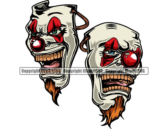 Happy Sad Masks Laugh Now Cry Later Clown Face Gangster Biker Thug Tattoo  Theater Design Logo SVG PNG Vector Clipart Cut Cutting File -  Canada