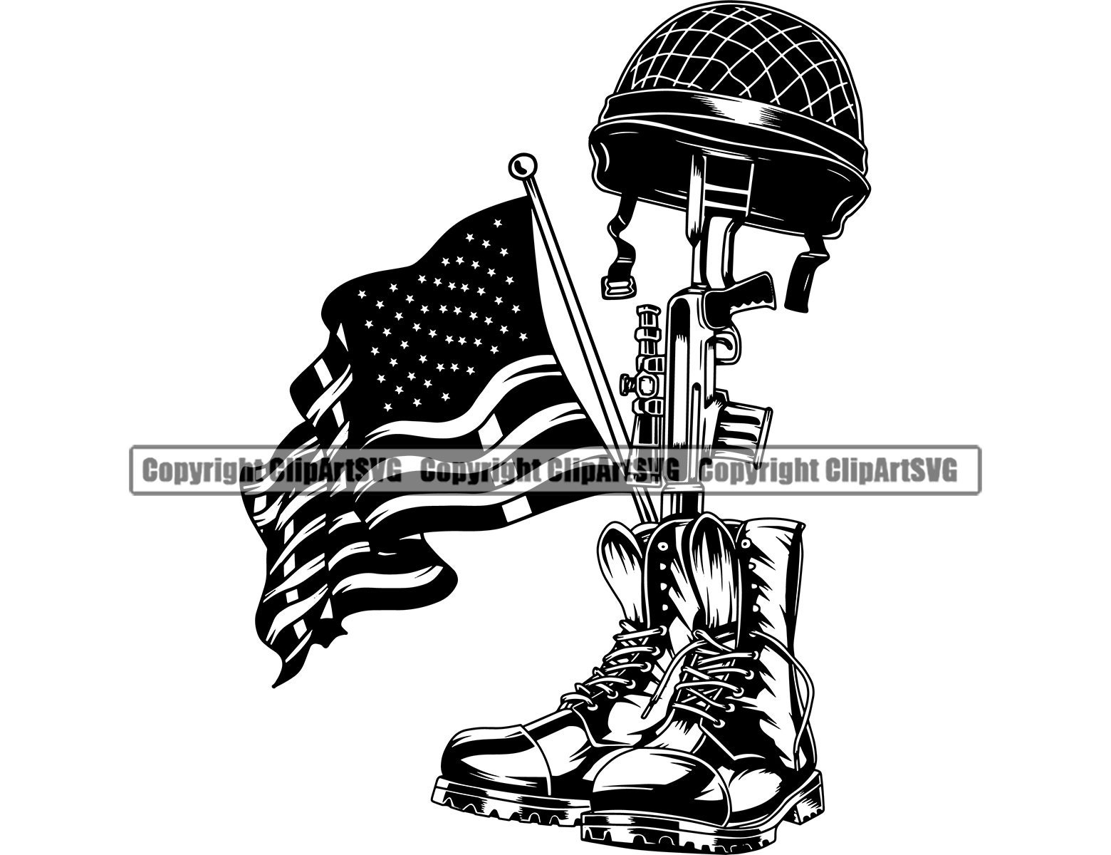 Military Boots Dog Tags Fallen Soldier Vet War Hero Army US | Etsy