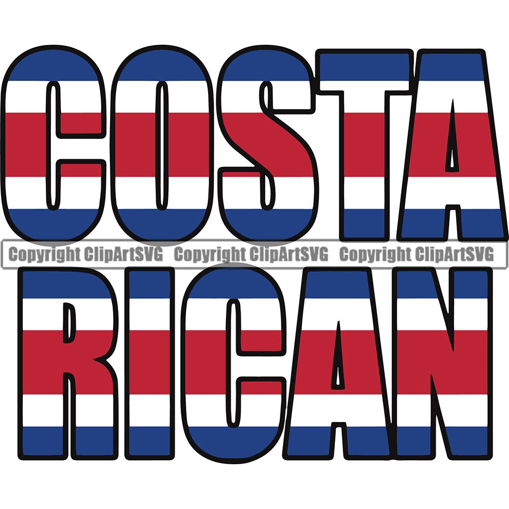 Costa Rica Rican Name Word Text Flag Country World Nation Map Etsy
