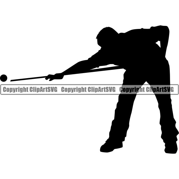 Billiards Pool Player Silhouette Emblem 8-Ball Snooker 9-Ball Sports Badge Design Element Logo SVG PNG Clipart Vector Cricut Cut Cutting