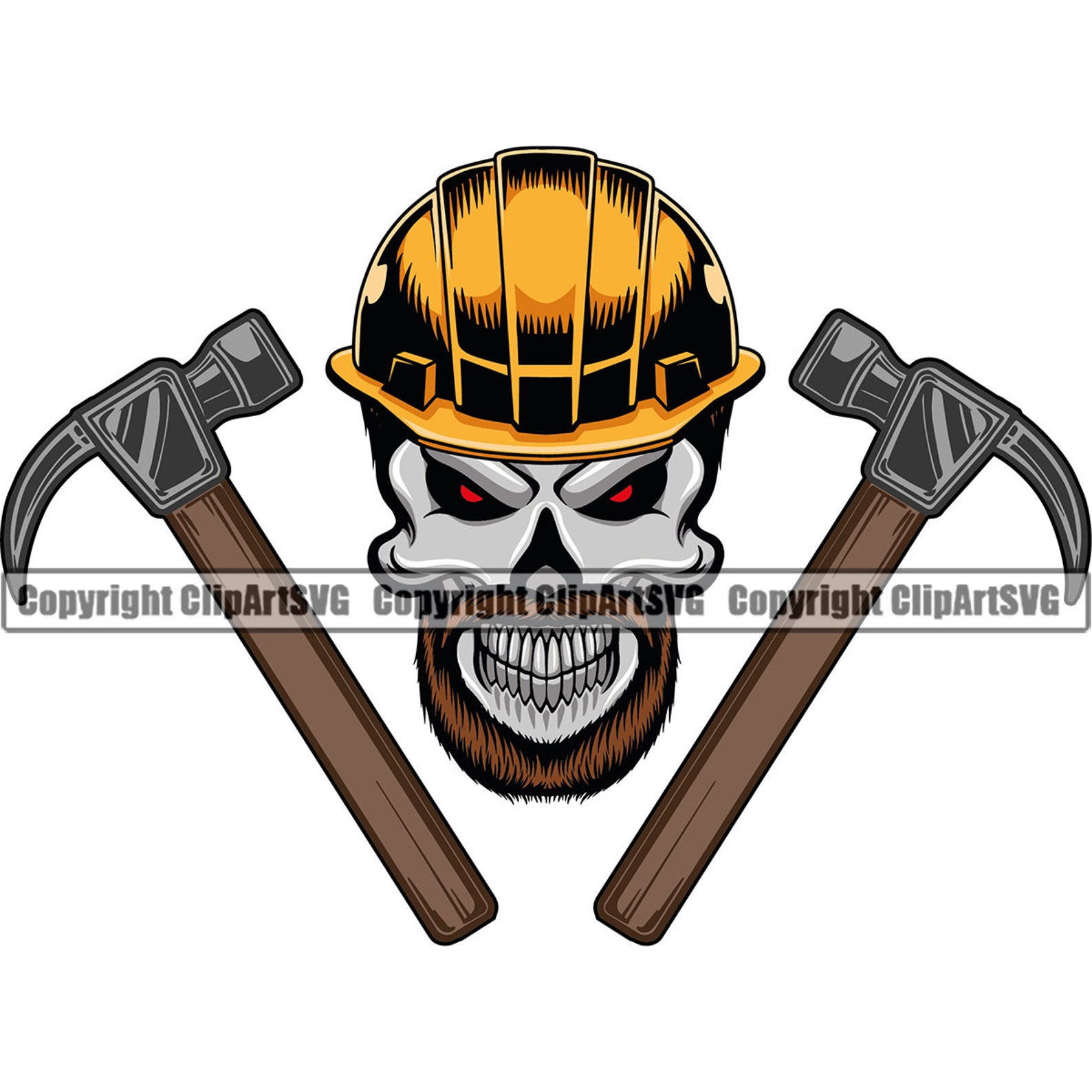 Construction Skull Skeleton Hard Hat Helmet Worker Hammer Tool | Etsy