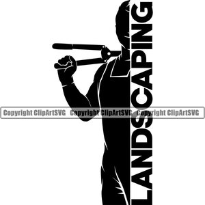 Landscaping Landscape Landscaper Lawn Hedge Sheers Plant Grow Green Grass Flower Yard Tool Silhouette Design Logo PNG SVG Vector Clipart Cut