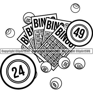 Bingokaart gokken gokker gokker kans geluk loterij Lotto bal Keno Casino weddenschap spel Logo SVG PNG Clipart Vector knippen snijden bestand