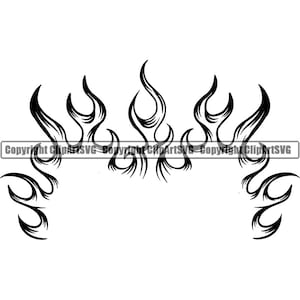 Brand vlammen Hot Rod hel Inferno Blaze brandende gas warmte gevaar Auto Pinstripe Design Element.SVG. PNG Clipart Vector Cricut knippen snijden