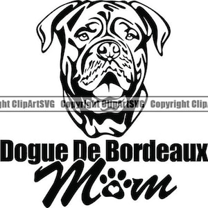 Bordeauxdog #7 moeder liefde hond glimlachend gelukkig ras puppy K-9 stamboom Franse Mastiff dier huisdier logo. SVG. PNG Vector Cricut knippen snijden