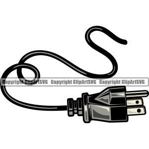 Plug Power Cord Wire Outlet Electrician Electric Work Worker Job Repair Fix Tech Technician Design Element Logo PNG SVG Clipart Vector Cut