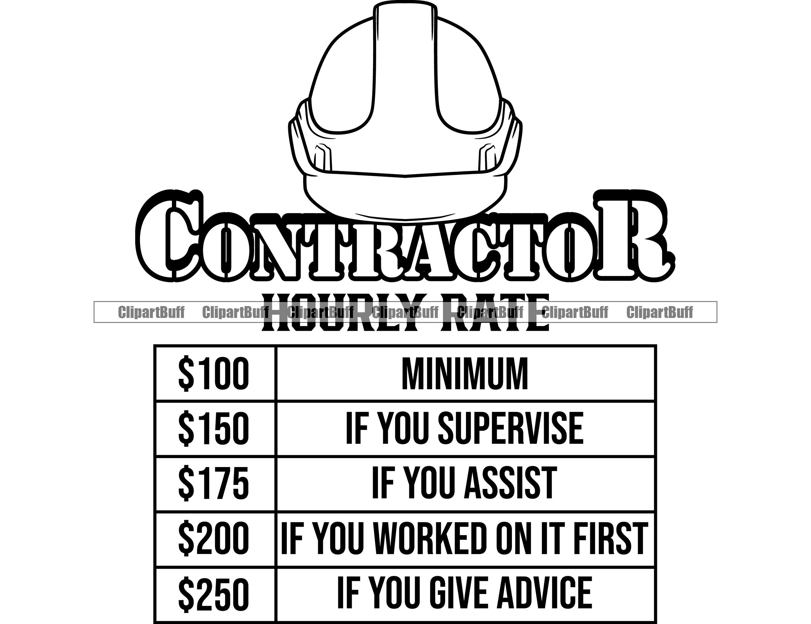 Contractor Hourly Rate Funny Sign Construction Site Worker Builder ...