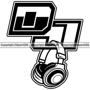 DJ Disc Jockey Casque Head Set Musique Platine Tourne-Disque Mixer Album Vinyl Club Sound Art Design Logo SVG PNG Vector Clipart Cut