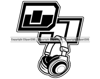 DJ Disc Jockey Headphones Head Set Music Turntable Record Player Mixer Album Vinyl Club Sound Art Design Logo SVG PNG Vector Clipart Cut