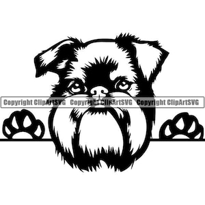 Brussels Griffon #4 sbirciando cane cucciolo sorridente Paws Pedigree razza animale domestico Griffon Bruxellois Logo. SVG. PNG Clipart vettoriale Cricut tagliare taglio