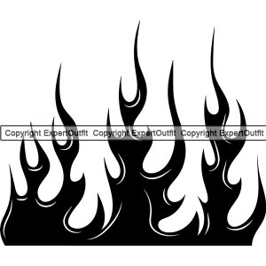 Brand vlammen Hot Rod hel Inferno Blaze brandende gas warmte gevaar Auto Pinstripe Design Element.SVG. PNG Clipart Vector Cricut knippen snijden