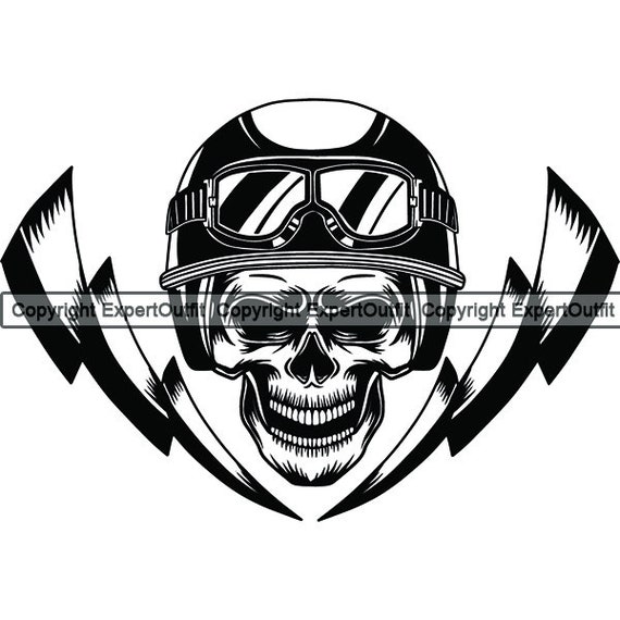 Motorcycle Skull Skeleton Lightning Bolt Chopper Outlaw Custom Etsy