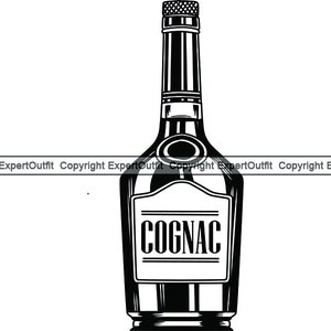 Alcohol Bottle #2 Cognac Liquor Drink Drinking Western Salon Bar Pub Bartender Party Spirits Glass Logo .SVG .PNG Vector Cricut Cut Cutting