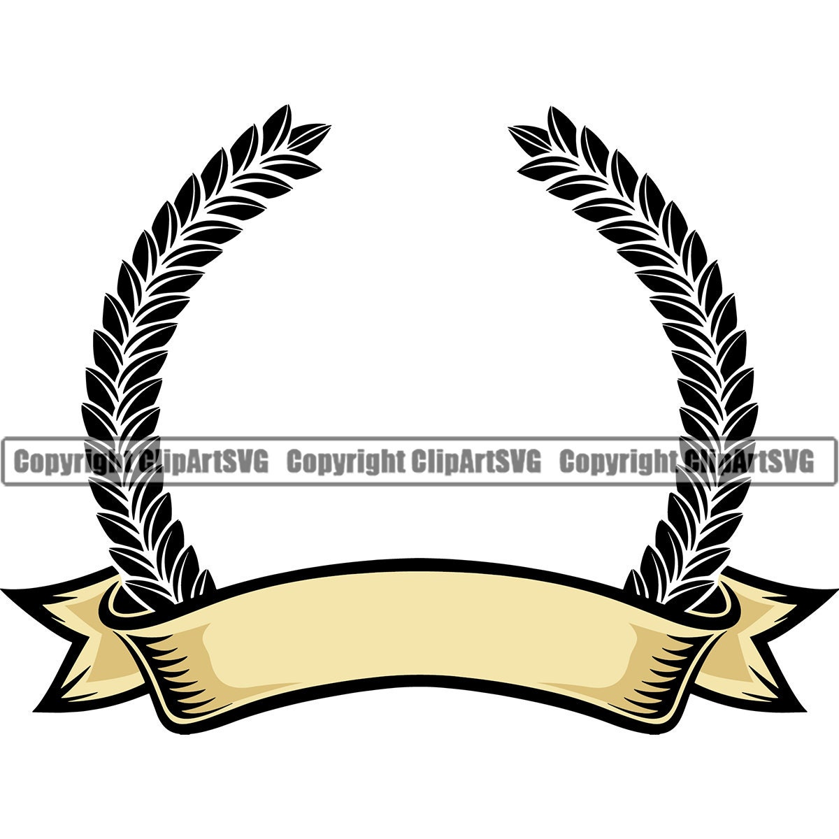 Laurel Leaves Ribbon Icon Royalty Free SVG, Cliparts, Vectors, and