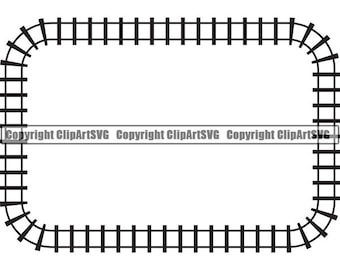 Vía de tren Rectángulo Marco Frontera Ferrocarril Ferrocarril Metro Monorraíl Metro Tranvía Transporte Viaje Logotipo SVG PNG Clipart Vector Cricut Corte