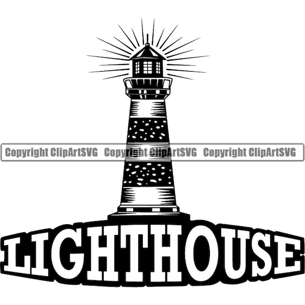 Lighthouse Sea Light Beacon Ship Boat Spotlight Nautical Symbol Sailing Sea Ocean Coast Boating Shore .SVG .PNG Vector Clipart Cut Cutting