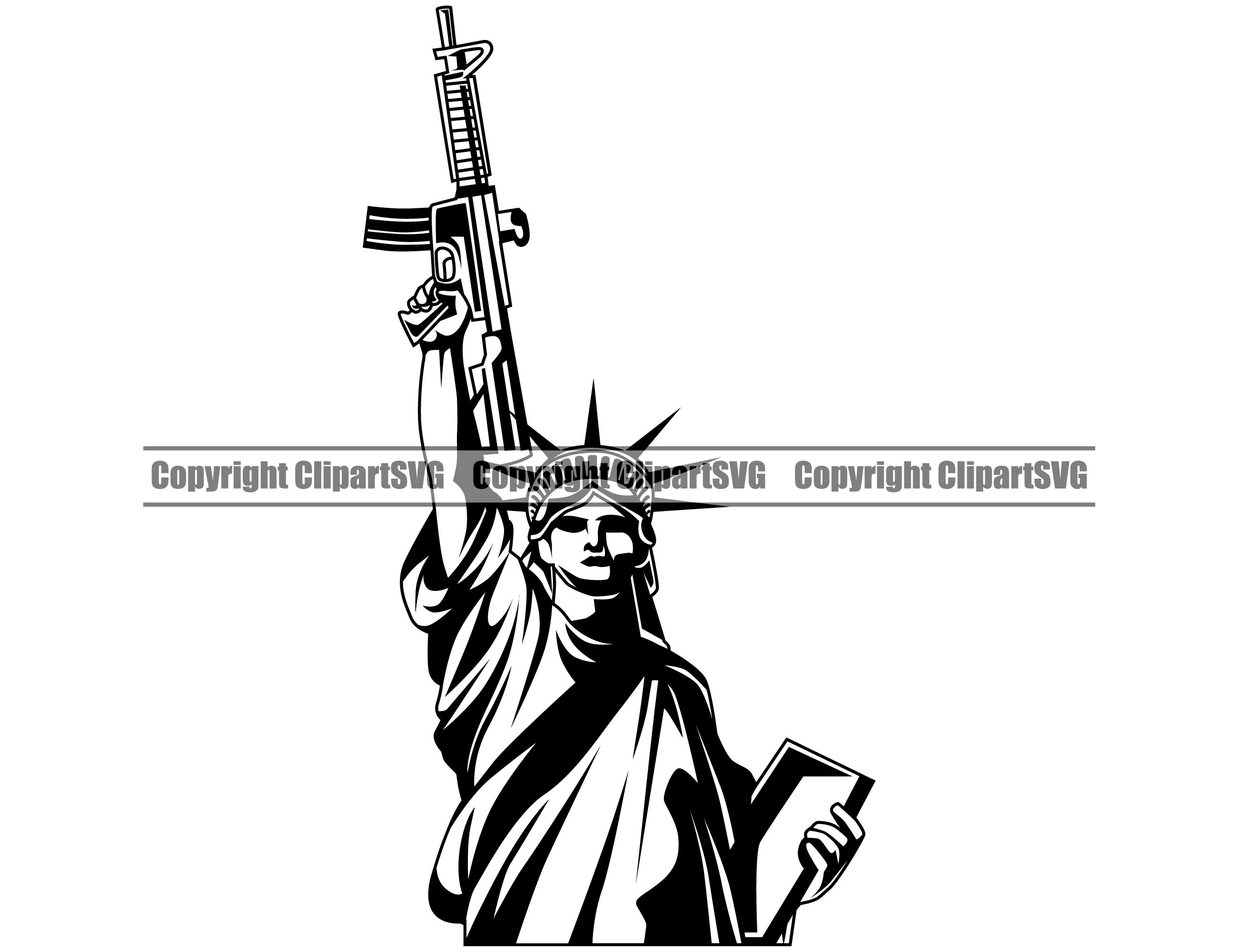 Statue of Liberty USA Flag Gun Pride American Soldier Vet Etsy