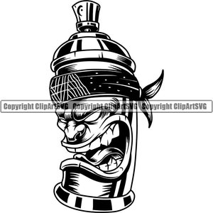 Graffiti schilderij verf spuitbus schilder lichaam monteur ontwerp kunst muur Mohawk ventilatie masker bende logo SVG PNG clipart vector knippen snijden