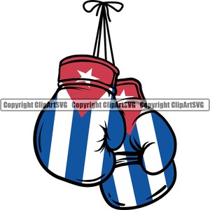 Cuba Guantes de boxeo cubanos Bandera País Nación Mundial Mapa Signo Símbolo Icono Elemento de Diseño Insignia Logotipo SVG PNG Clipart Vector Cricut Corte Corte