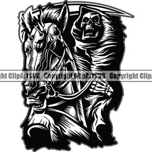 Sensenmann #27 Reitpferd Schädel Tod Sichel Evil Kill Killer Grim Horror Geist Tattoo Knochen .SVG .PNG Clipart Vektor Cricut Cut Cutting