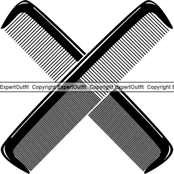 Barber Comb Head Brush Salon Hairstylist Plastic Tool Hair Fine Teeth Flat Style Barbershop Logo .SVG .PNG Clipart Vector Cricut Cut Cutting