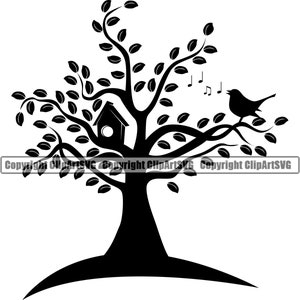 Arbre Amour Oiseau Chanter Chanter Famille Maison Feuille Pic Photo Cadre Mur Art Décor Nature Heureux Carte Printemps Conception Logo SVG PNG Clipart Vecteur Coupe