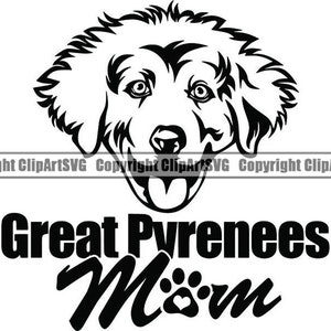 Grandes Pyrénées #10 maman chien souriant heureux race Golden Retriever Labrador chiot Pedigree Animal Pet Logo. SVG. PNG vectoriel Cricut coupe coupe