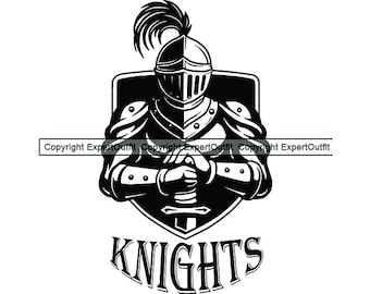 Knight Knighthood Military Soldier Swordsman Musketeer War Metal Armour Sports Shield Mascot Logo.SVG.PNG Clipart Vector Cricut Cut Cutting