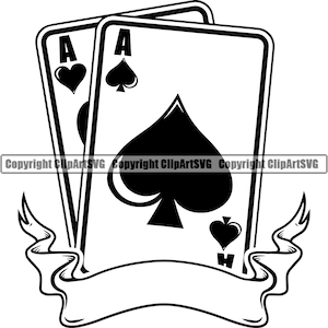 Poker #2 Pocket Aces Playing Card Gambling Gamble Casino Bet Betting Poker Blackjack Games Logo .SVG .PNG Clipart Vector Cricut Cut Cutting