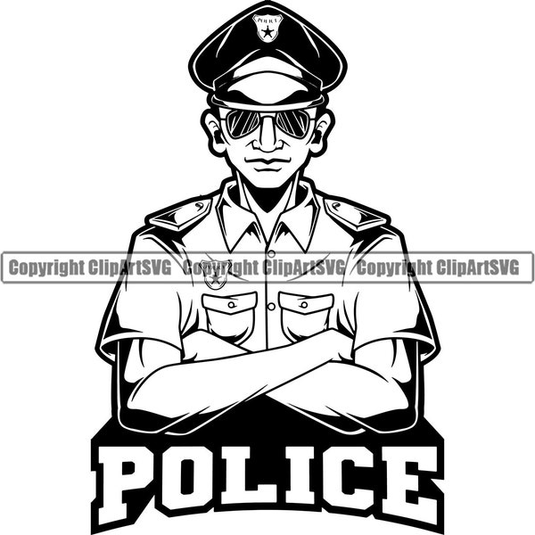 Police Officer Policeman Cop Uniform Badge Hat Law Crime Security Officer Lawyer Law Car Design Logo SVG PNG Clipart Clipart Vector Cut File