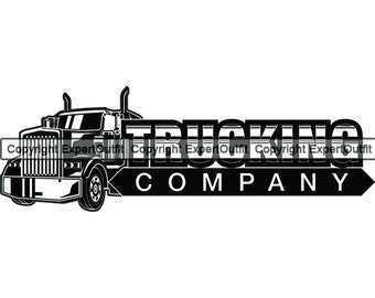Truck Driver Trucking Delivery Company Big Rigg Semi Tractor Trailer Cab Shipping Moving Logo .JPG .SVG Clipart Vector Cricut Cut Cutting