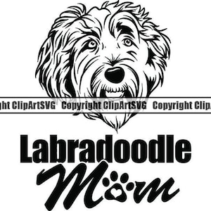 Labradoodle #25 Mutter Hund Lächelnd Glücklich Rasse Welpe K-9 Stammbaum Reinrassige Blutlinie Tier Haustier Hund Logo.SVG .PNG Vektor Cricut Cut Cutting