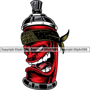 Graffiti Pintura Pintura Aerosol Lata Pintor Cuerpo Mecánico Diseño Arte Pared Mohawk Ventilación Máscara Gang Logo SVG PNG Clipart Vector Corte Corte