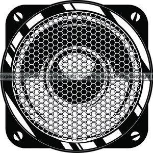 Audio Lautsprecher #7 Musik hören DJ Disc Jockey Ausrüstung Sound Stereo System Sub Woofer Bass Logo.SVG.PNG Clipart Vektor Cricut Schnitt Schneiden