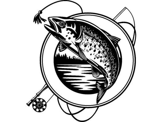 Fly Fishing Logo 1 Angling Fish Fresh Water Hunting ...