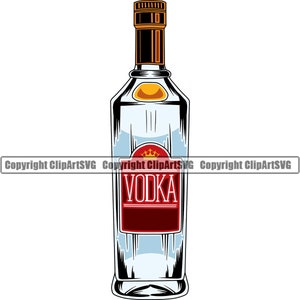 Bottiglia di alcol Vodka Liquore Mix Bevanda mista Bar Pub Taverna Festa Spiriti Bicchiere da vino Art Design Elemento Logo SVG PNG Clipart Vector File di taglio