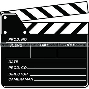 Clapperboard Clapper Clapper Clacker Slapperboard Slate Board Som Marcador Cena de produção .SVG .PNG Clipart Vector Cricut Cut Cutting