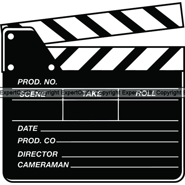 Clapperboard Clapper Clapboard Clacker Slapperboard Slate Board Sound Marker Production Scene .SVG .PNG Clipart Vector Cricut Cut Cutting