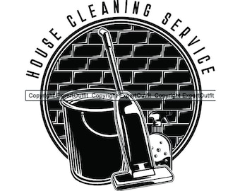 Cleaning Logo Maid Service Housekeeper Housekeeping Housework Clean House Room Professional Design .SVG .PNG Clipart Vector Cricut Cutting