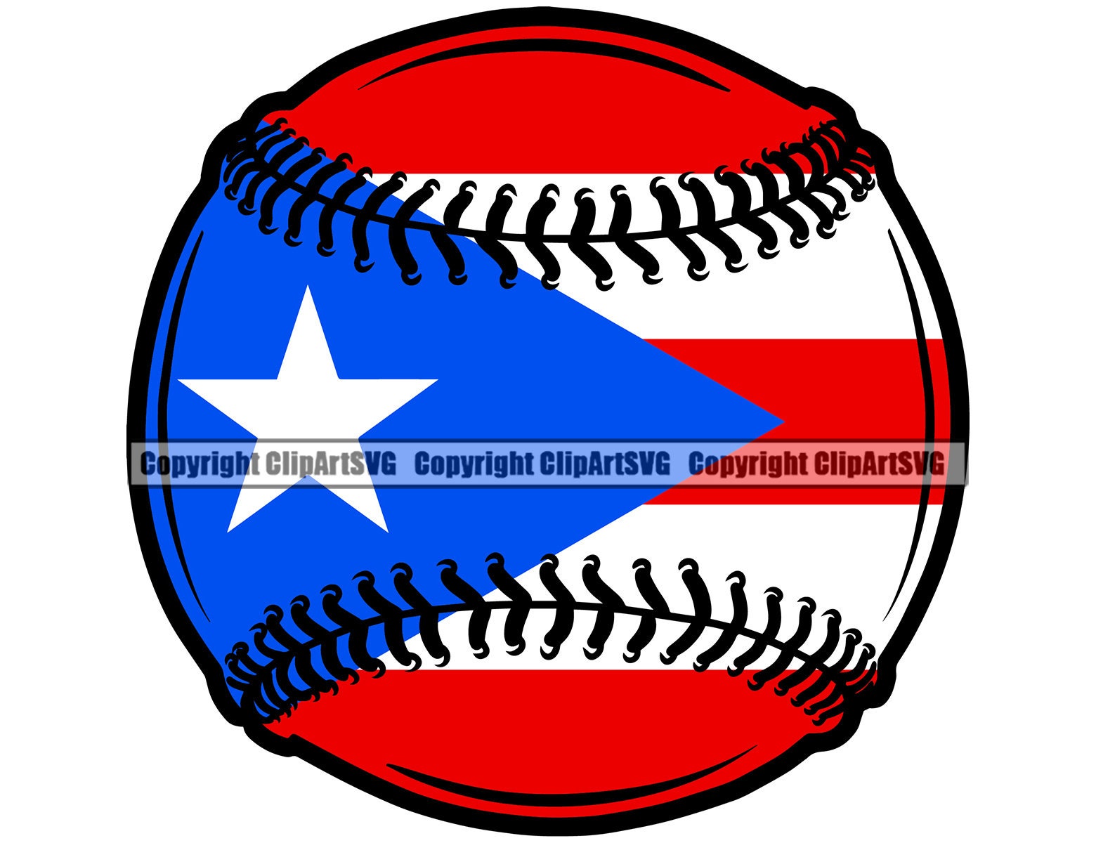 Puerto Rico Rican Baseball Ball Flag Country World Nation Map