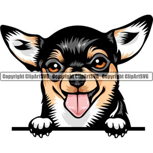Chihuahua hondenras gluren Peek-A-Boo gelukkig puppy huisdier lang kort haar kleur artwork Papillon Yorkshire Yorkie logo PNG SVG clipart vector