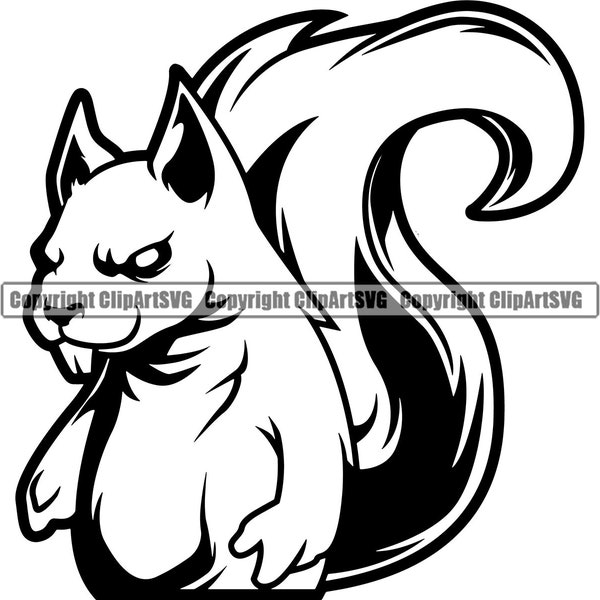 Squirrel Rodent Tree Ground Mascot School Team Sport eSport Game Emblem Sign Badge Icon Label Text Design Logo SVG PNG Vector Clipart Cut