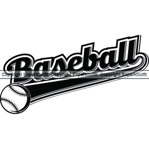 Baseball Ball Emblem Sign Logotype Sports Design Element Lettering Word Swoosh Tail Text Logo .SVG .PNG Clipart Vector Cricut Cut Cutting