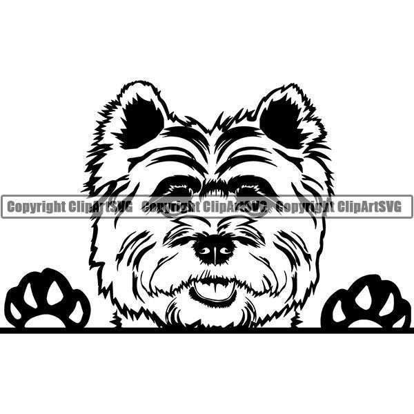 Cairn Terrier #11 Peeking Dog Smiling Happy Breed Puppy K-9 Pedigree Scott Schnauzer Animal Pet Logo.SVG .PNG Vector Cricut Cut Cutting File